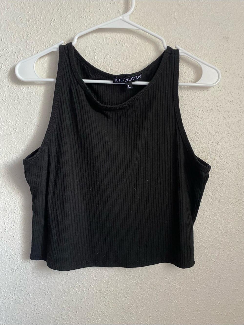 Elite Collection Black Ribbed Cropped Tank